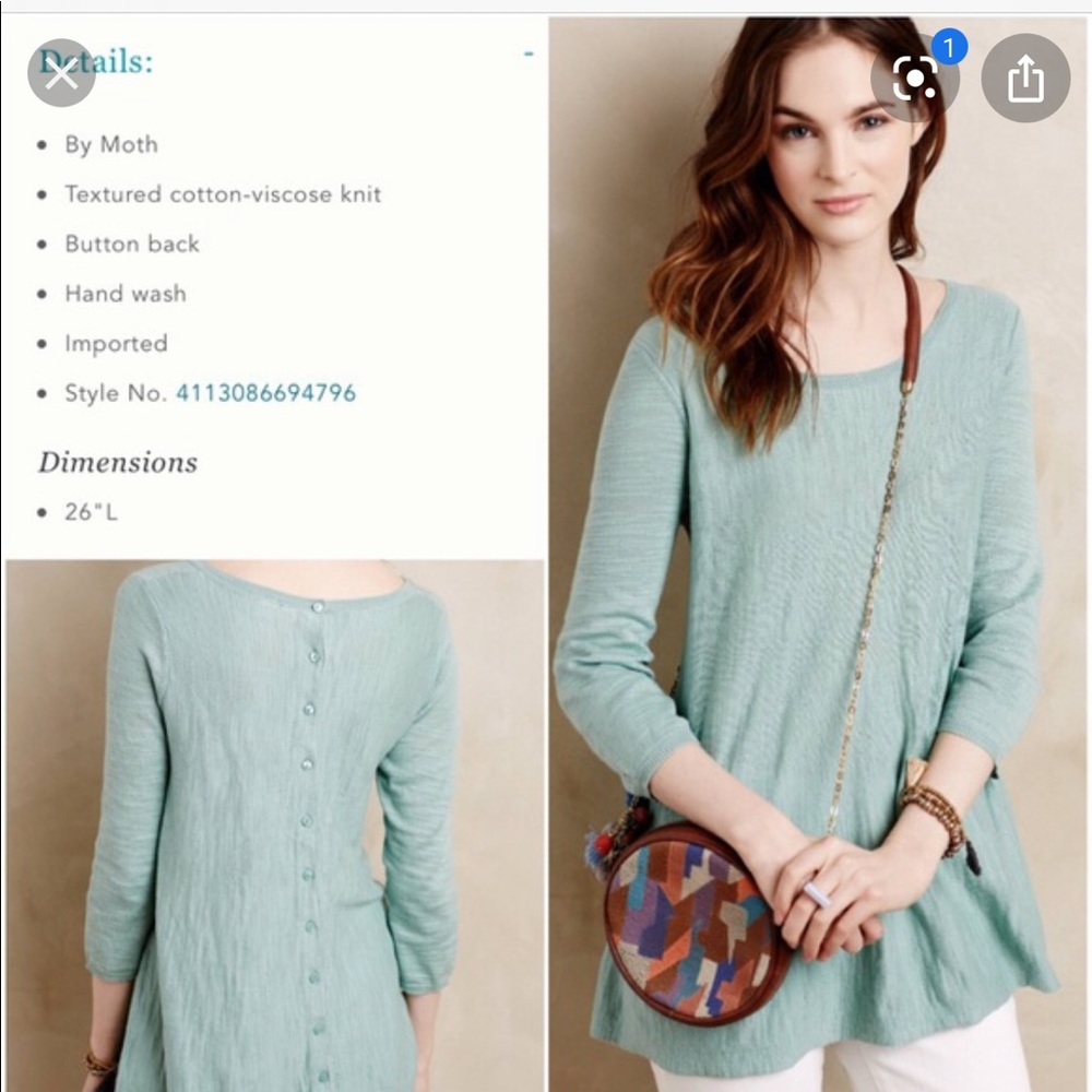 Anthropologie Moth Slub swing sweater in mint